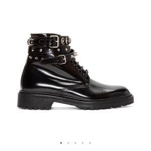 Saint Laurent black leather lace-up boots